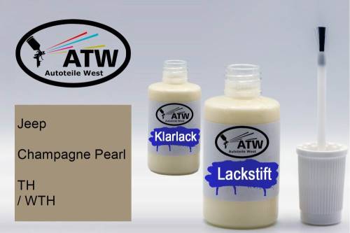 Jeep, Champagne Pearl, TH / WTH: 20ml Lackstift + 20ml Klarlack - Set, von ATW Autoteile West.